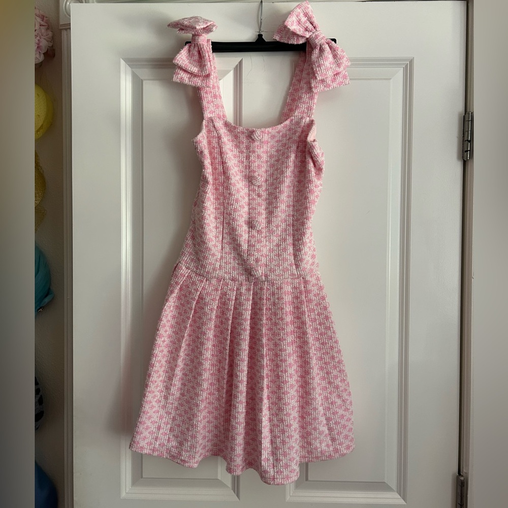 Cider Pink and White Bow Strap Dress